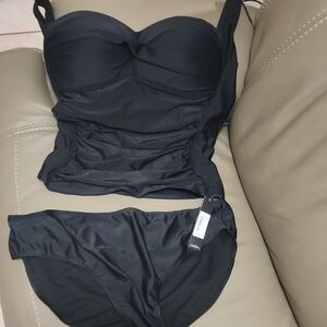 NWT NICOLE MILLER Plus Size Twisted Bandeau Tankini